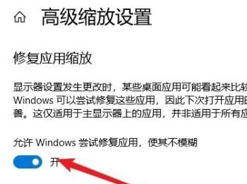 如何给Win10设置允许Windows尝试修复应用使其不模糊