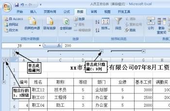 Excel2007快速隐藏和显示特定行列