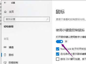 win10家庭版电脑中的小键盘控制鼠标功能如何开启