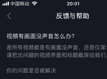 抖音APP上的视频出现有画面没声音的情况该怎么办