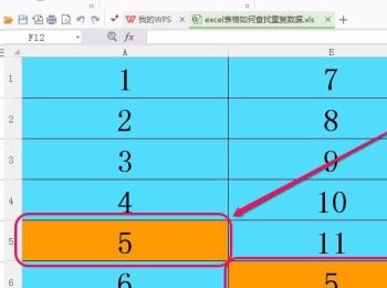 怎么快速找出电脑wps表格文档中的重复数据