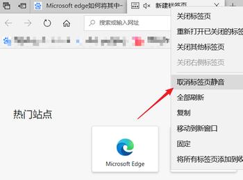 怎么将Microsoft edge中的某个网页设置静音