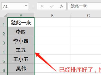 如何给Excel表格中的姓名人名进行排序