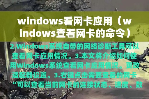 windows看网卡应用（windows查看网卡的命令）