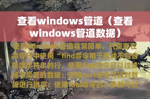 查看windows管道（查看windows管道数据）