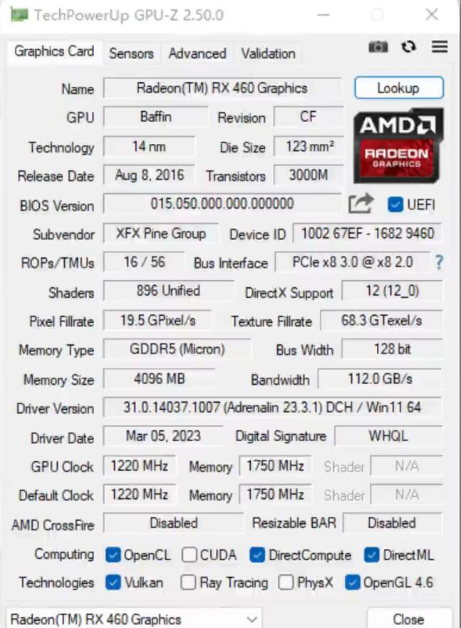 RX460相当于什么n卡（RX460参数）