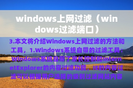 windows上网过滤