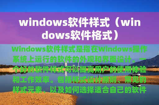 windows软件样式（windows软件格式）