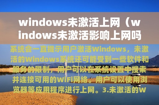 windows未激活上网