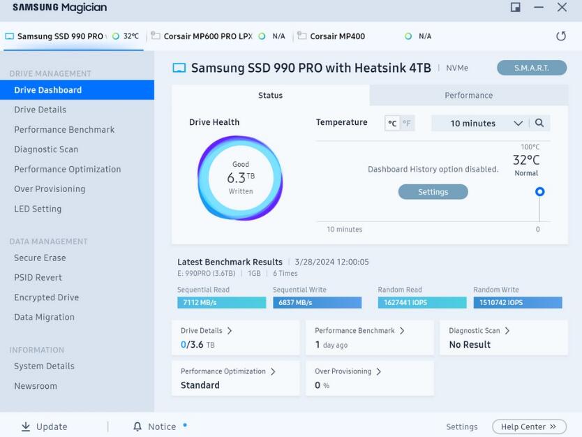 SAMSUNG 990 PRO with Heatsink PCIe 4.0 M.2固态硬盘开箱测试