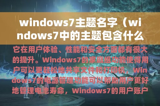 windows7主题名字（windows7中的主题包含什么,如何更换主题）