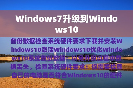 Windows7升级到Windows10