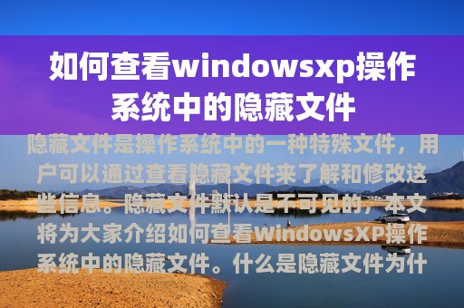 如何查看windowsxp操作系统中的隐藏文件