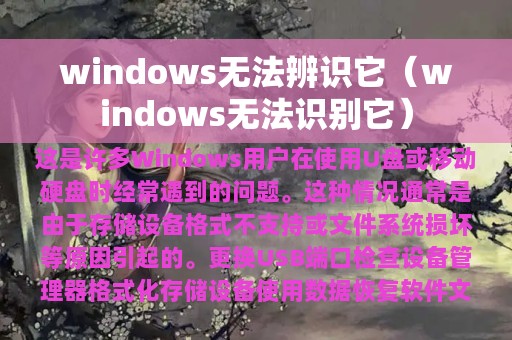 windows无法辨识它（windows无法识别它）