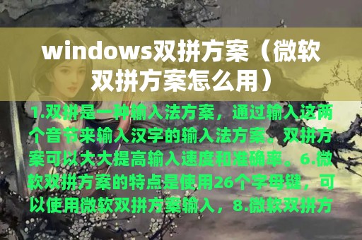 windows双拼方案（微软双拼方案怎么用）