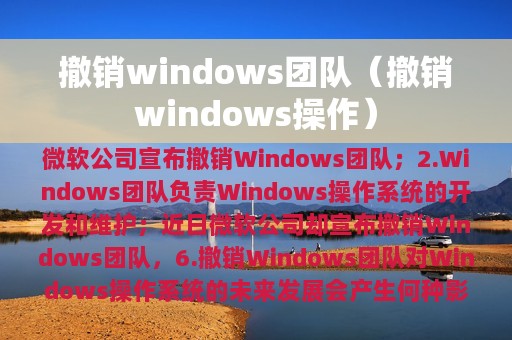 撤销windows团队（撤销windows操作）
