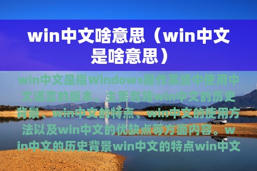 win中文啥意思（win中文是啥意思）