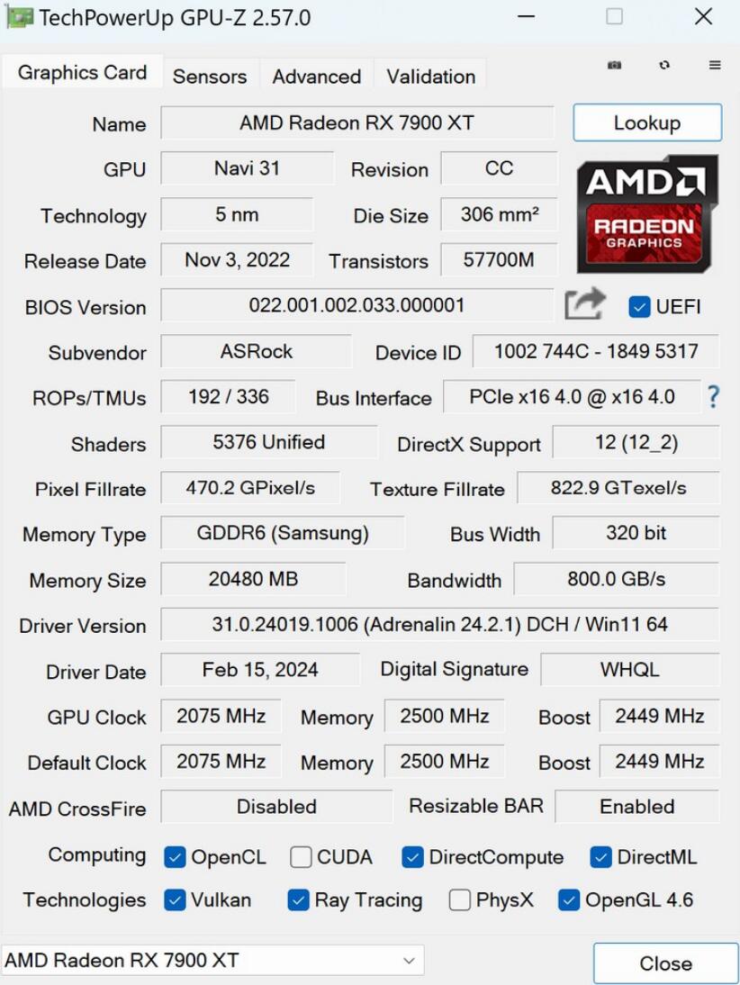 ASRock RX 7900 XT Phantom Gaming White显卡开箱评测