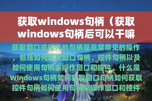 获取windows句柄（获取windows句柄后可以干嘛）