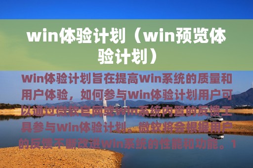 win体验计划