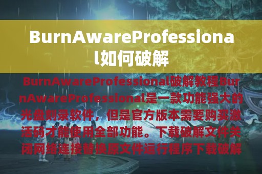 BurnAwareProfessional如何破解