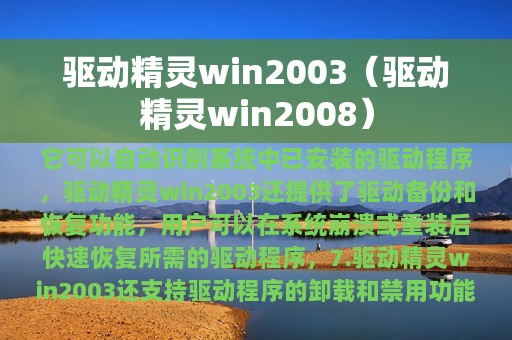 驱动精灵win2003