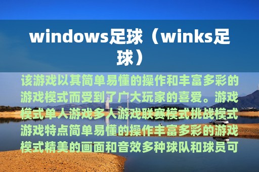 windows足球（winks足球）