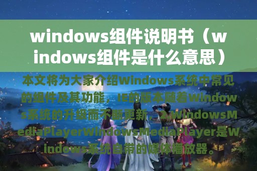 windows组件说明书（windows组件是什么意思）