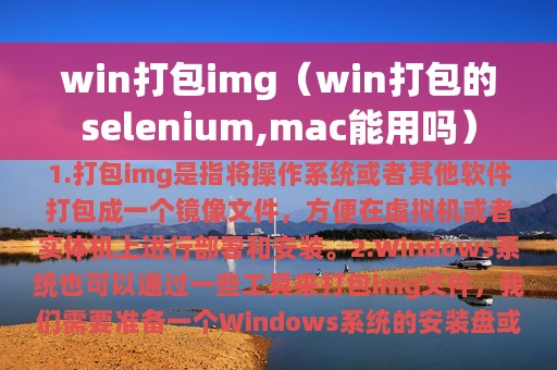 win打包img（win打包的selenium,mac能用吗）