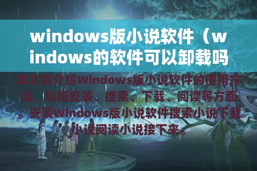 windows版小说软件（windows的软件可以卸载吗）