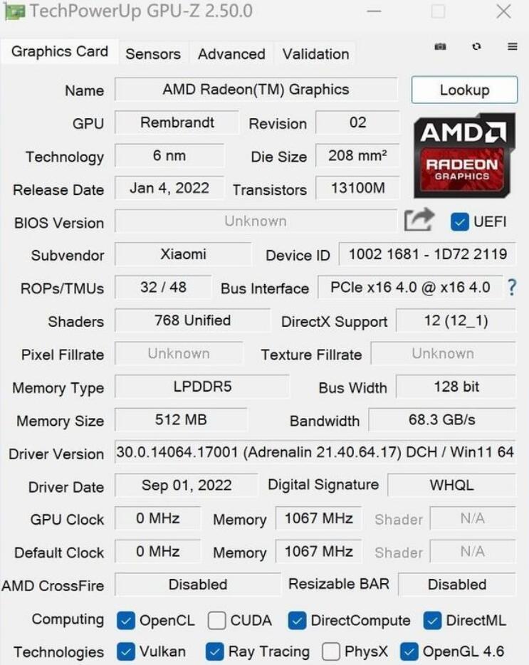 R7 6800H核显相当于什么显卡