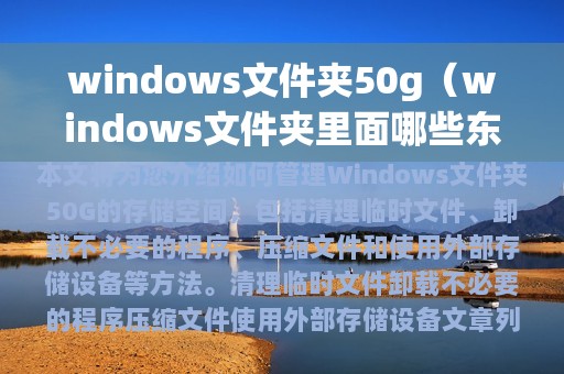 windows文件夹50g（windows文件夹里面哪些东西可以删除）