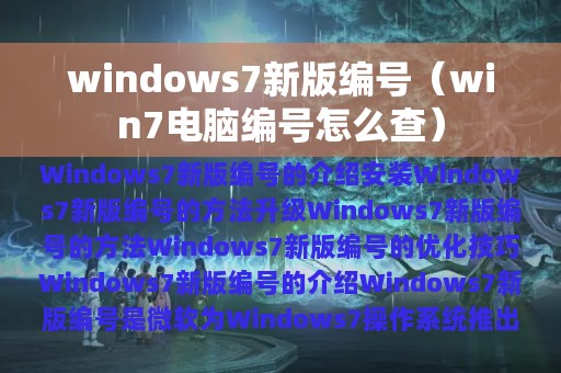 windows7新版编号（win7电脑编号怎么查）