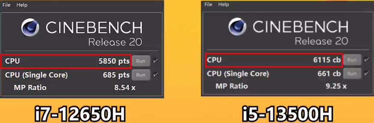 i7 12650H和i5 13500H差距大吗