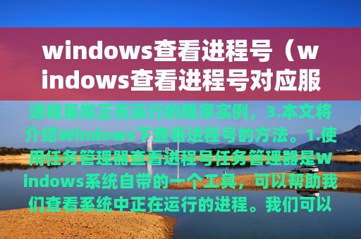 windows查看进程号（windows查看进程号对应服务）