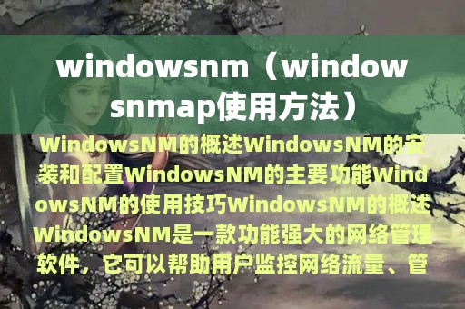 windowsnm（windowsnmap使用方法）