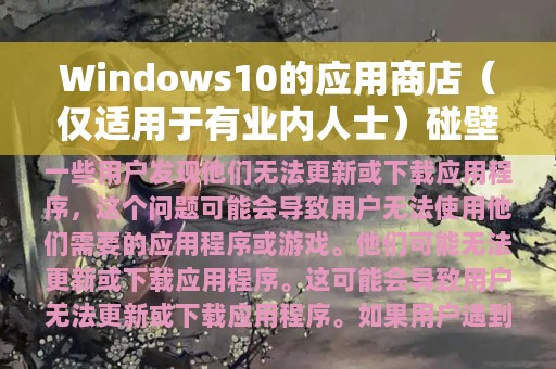 Windows10的应用商店（仅适用于有业内人士）碰壁一个小更新