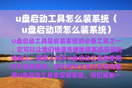 u盘启动工具怎么装系统（u盘启动项怎么装系统）