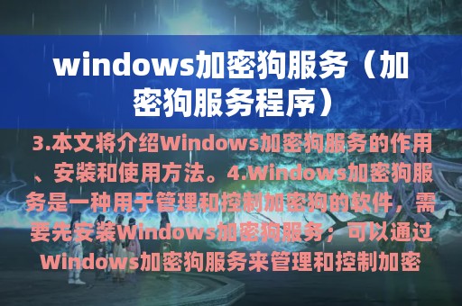 windows加密狗服务（加密狗服务程序）