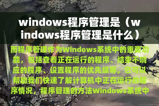 windows程序管理是