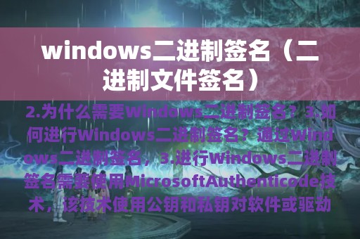 windows二进制签名（二进制文件签名）