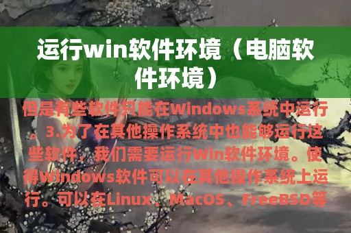 运行win软件环境（电脑软件环境）