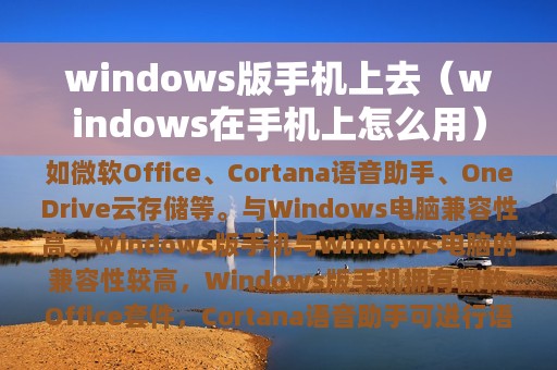 windows版手机上去